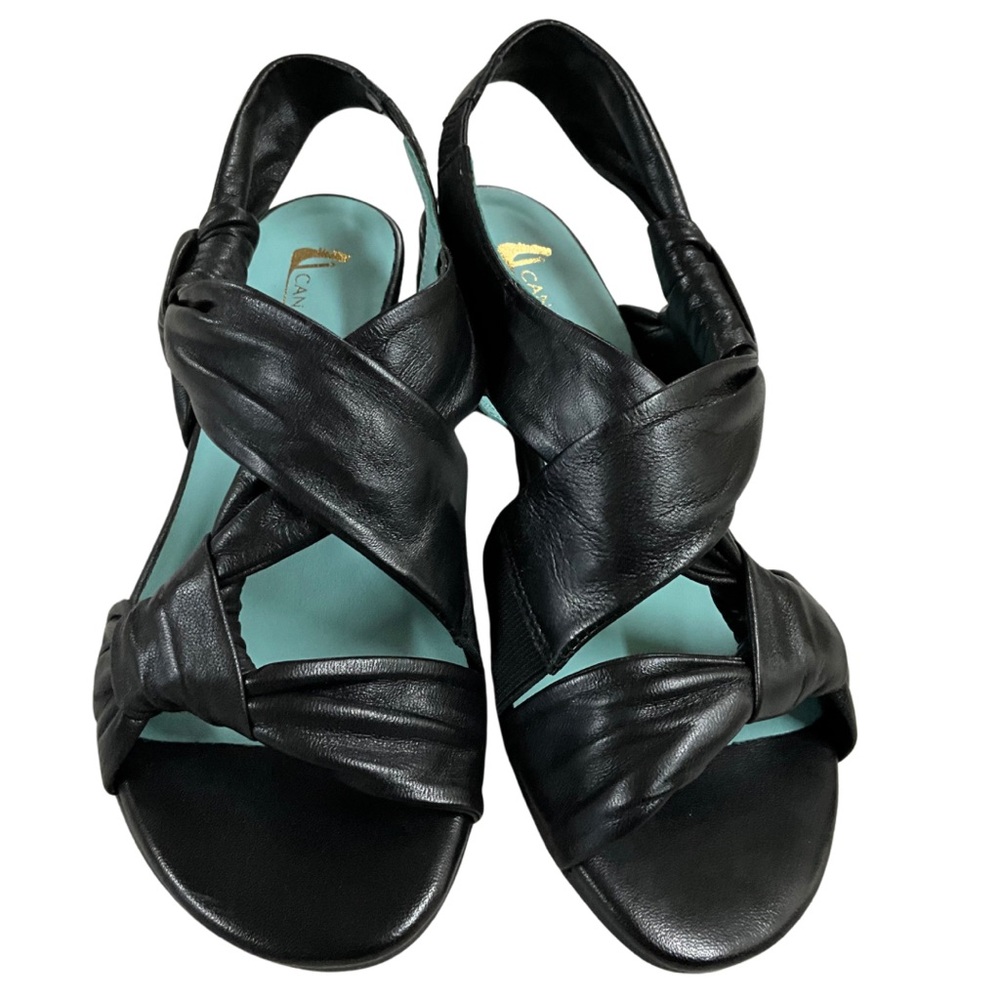 Canal Grande Black Leather Sandal, New in Box